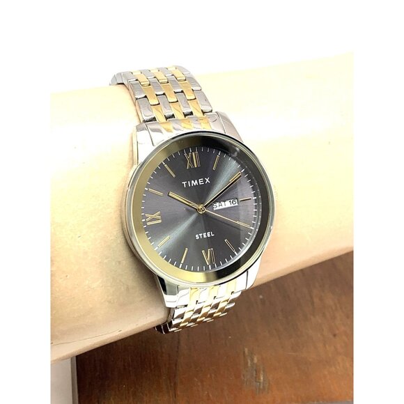 Timex Men's Watch TW2T50500 Quartz Gray Dial Two Tone Stainless Steel 41mm - Picture 10 of 13